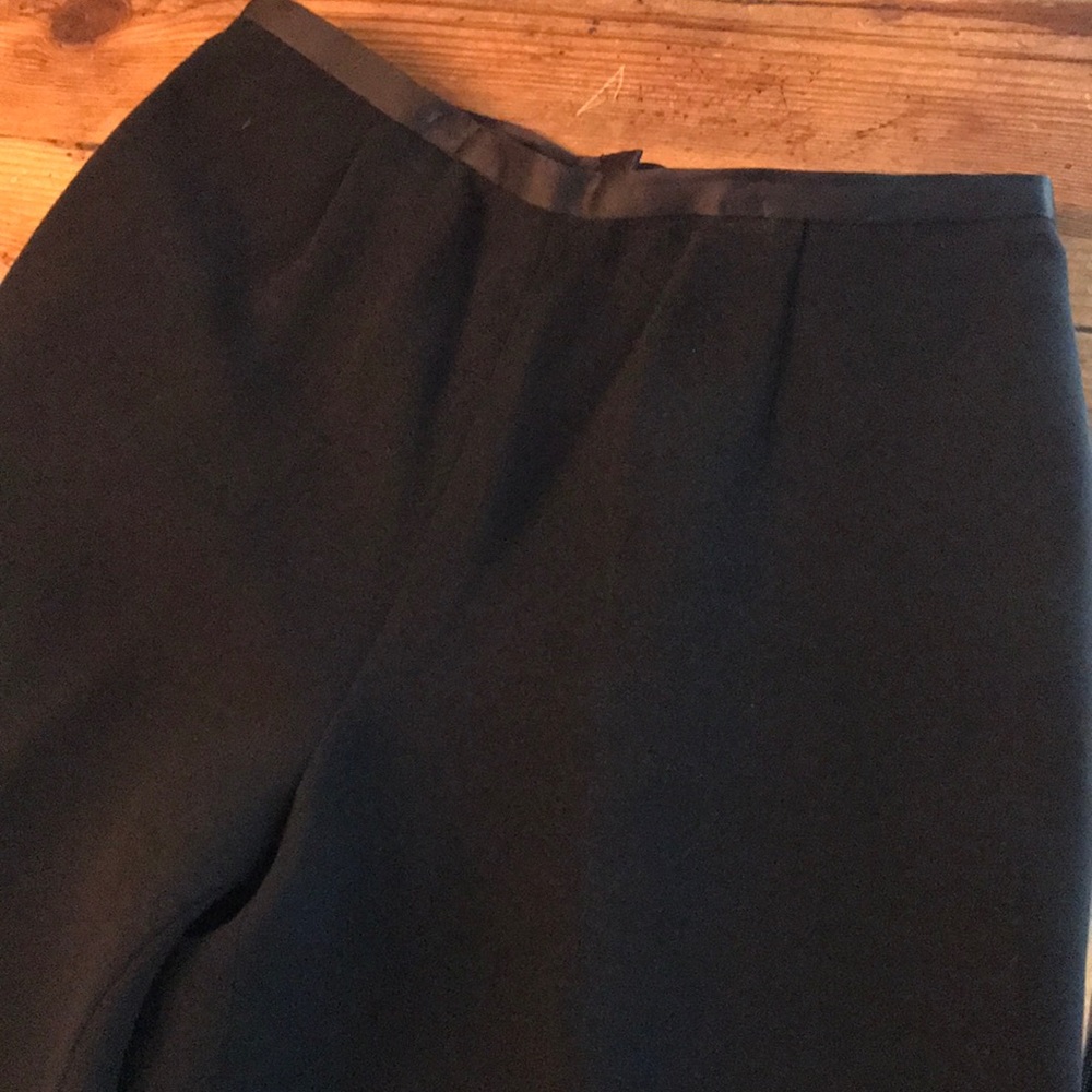 Black pants - crepe with silk detail at waist.